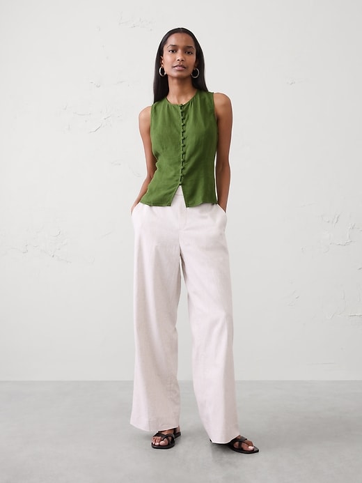 Linen-Rayon Tie-Back Top | Banana Republic Factory