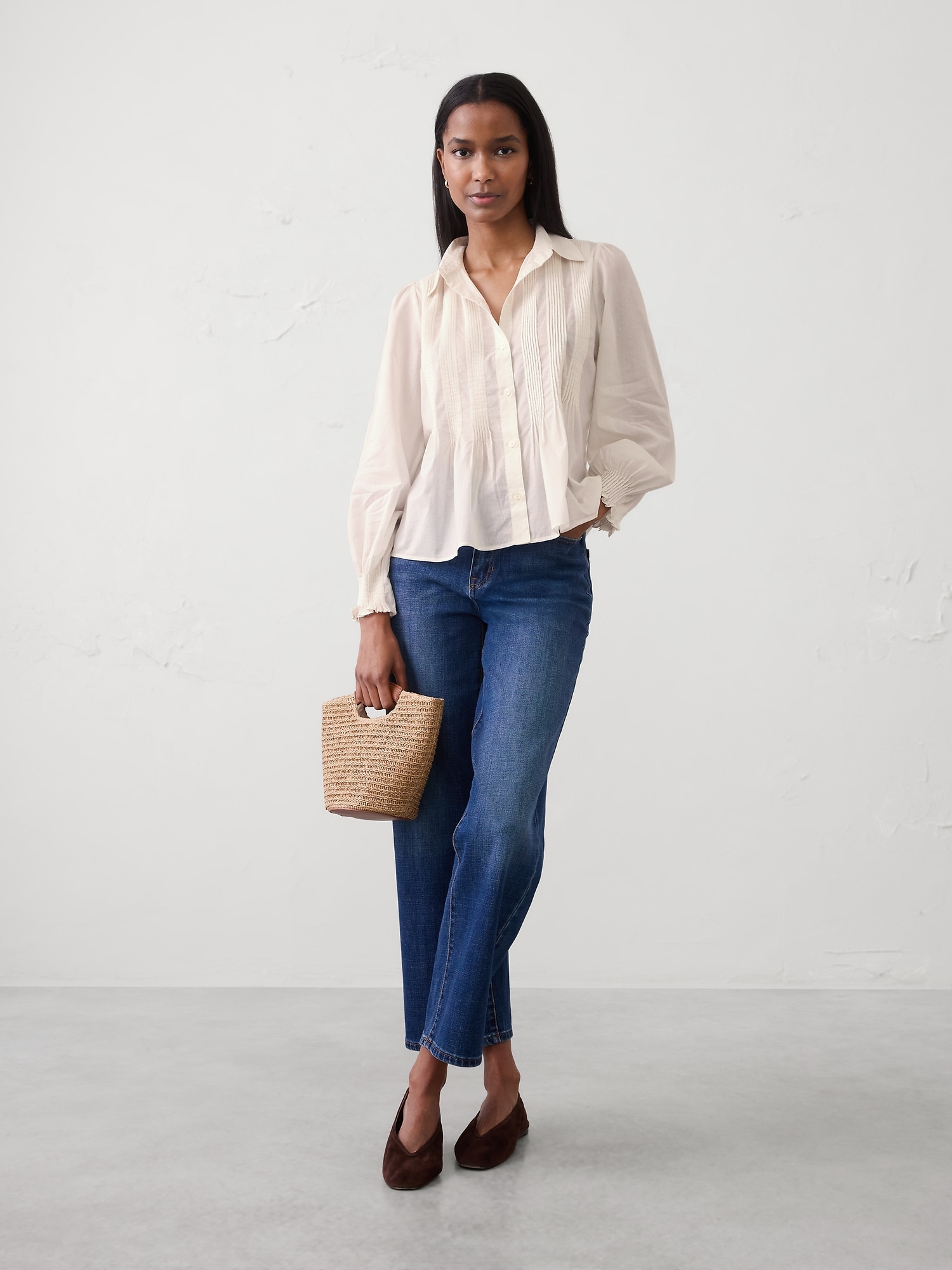 Image number 1 showing, Fine Pintuck Voile Shirt