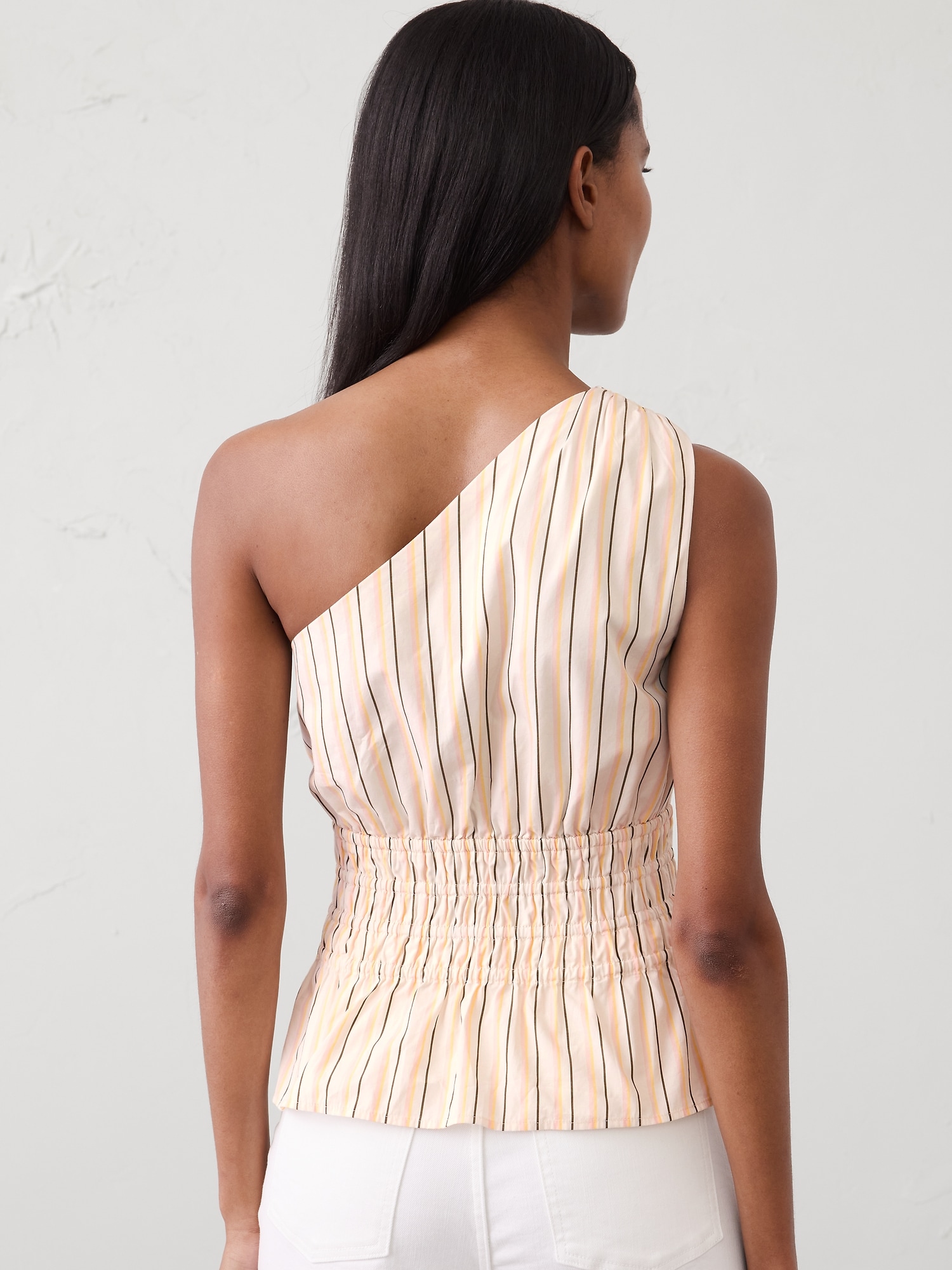 Image number 2 showing, Voile One-Shoulder Smocked Top