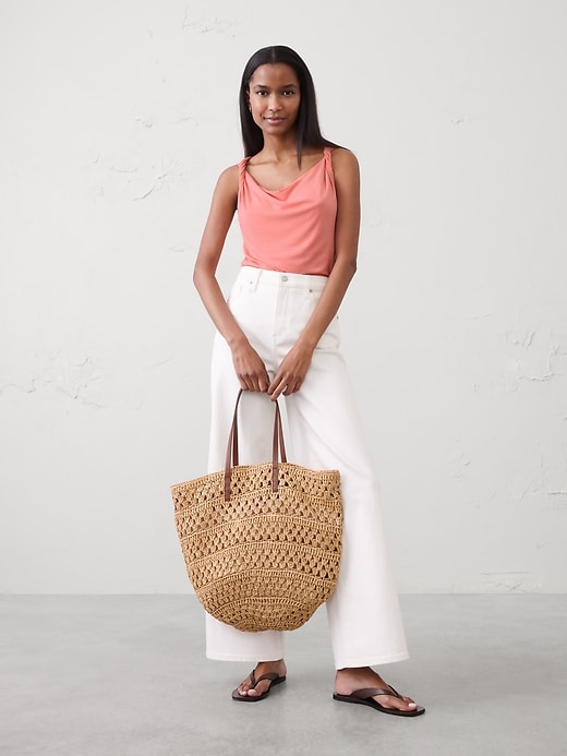 Jersey Twist-Shoulder Top | Banana Republic Factory