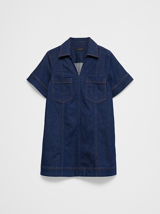 Women's Denim Pocketed Mini Dress Rinse Petite Size S