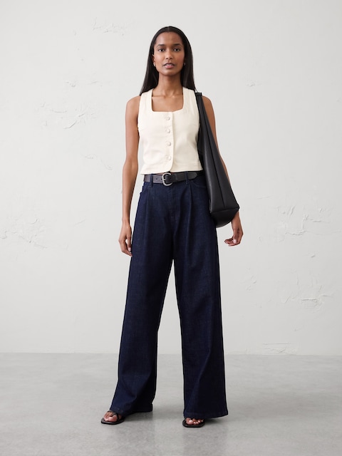Buttoned Denim Vest