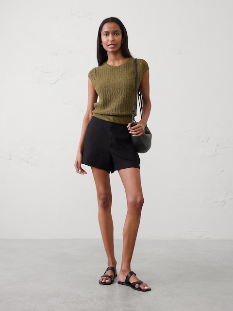 Linen-Blend High-Rise Short