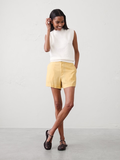Linen-Blend High-Rise Short