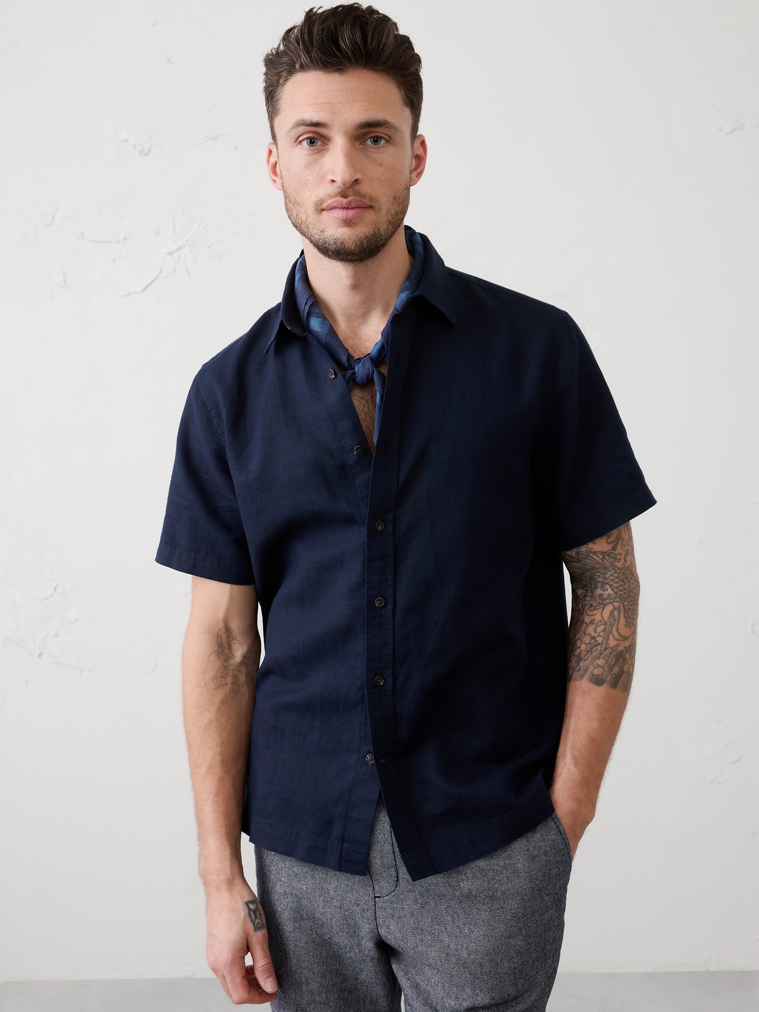 Standard-Fit Linen-Blend Shirt