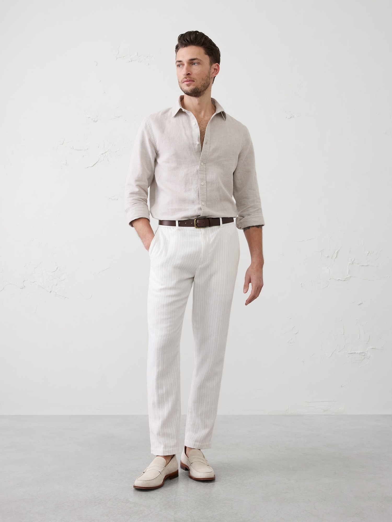 Athletic-Fit Linen-Blend Pant