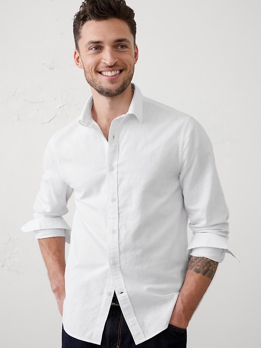 Slim-Fit Linen-Blend Shirt