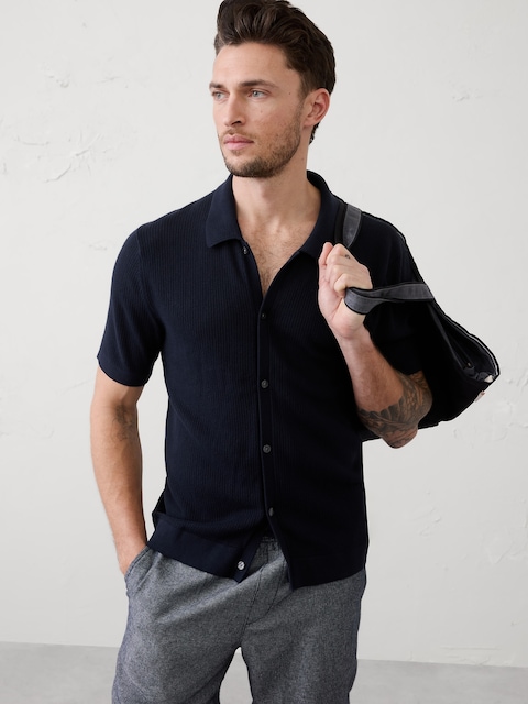 Button-Down Sweater Polo