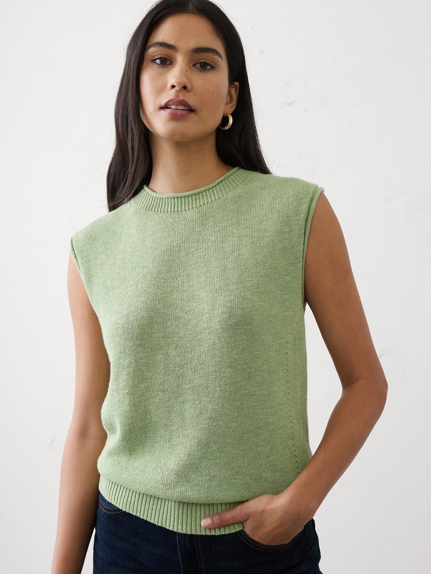 Ramie-Cotton Sweater Tank