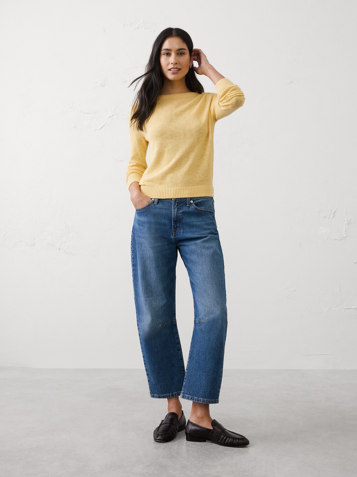 Ramie-Cotton Pointelle Sweater