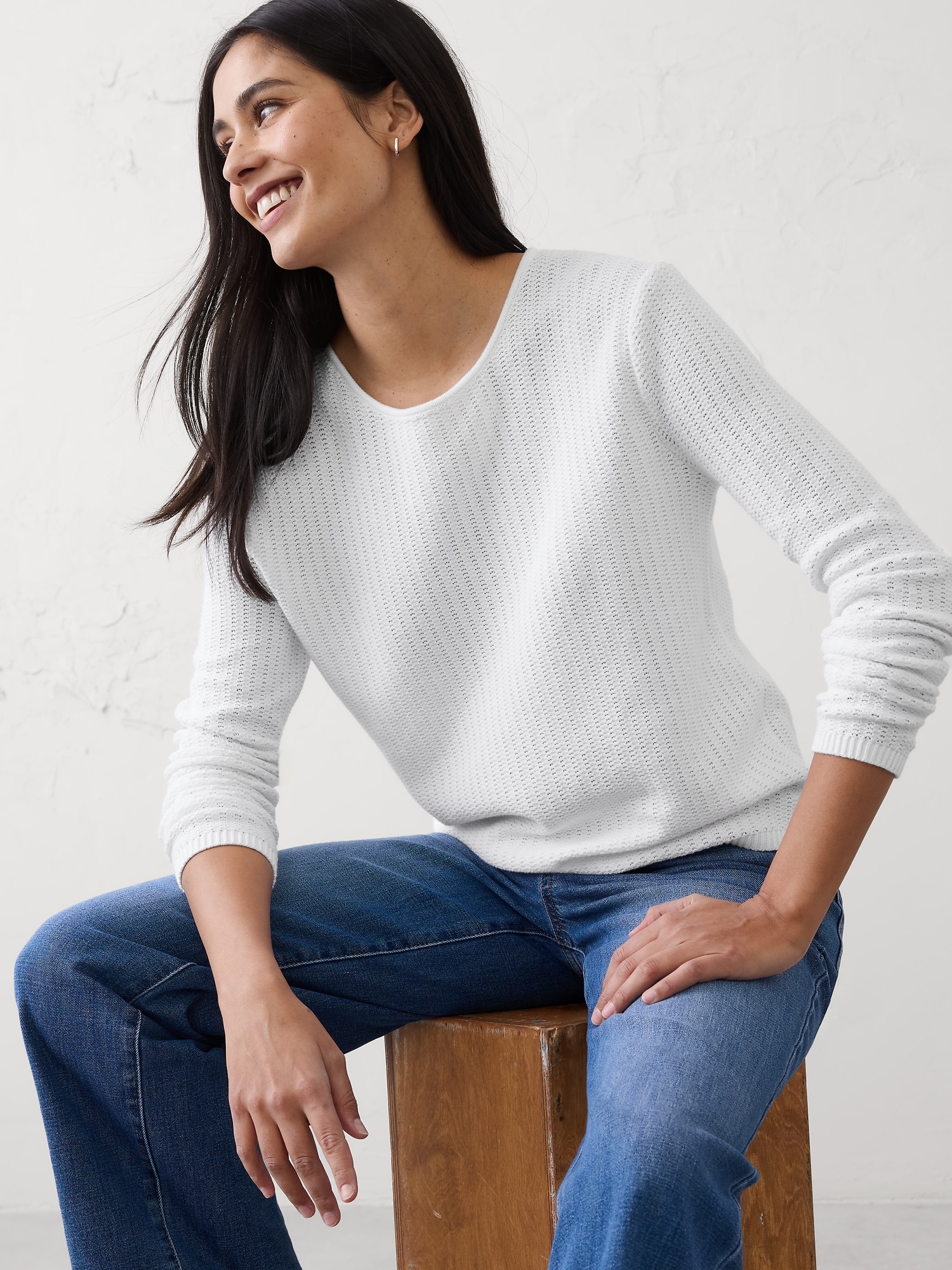 Open Stitch Tie-Back Sweater