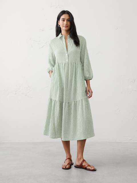 Tiered Midi Shirtdress