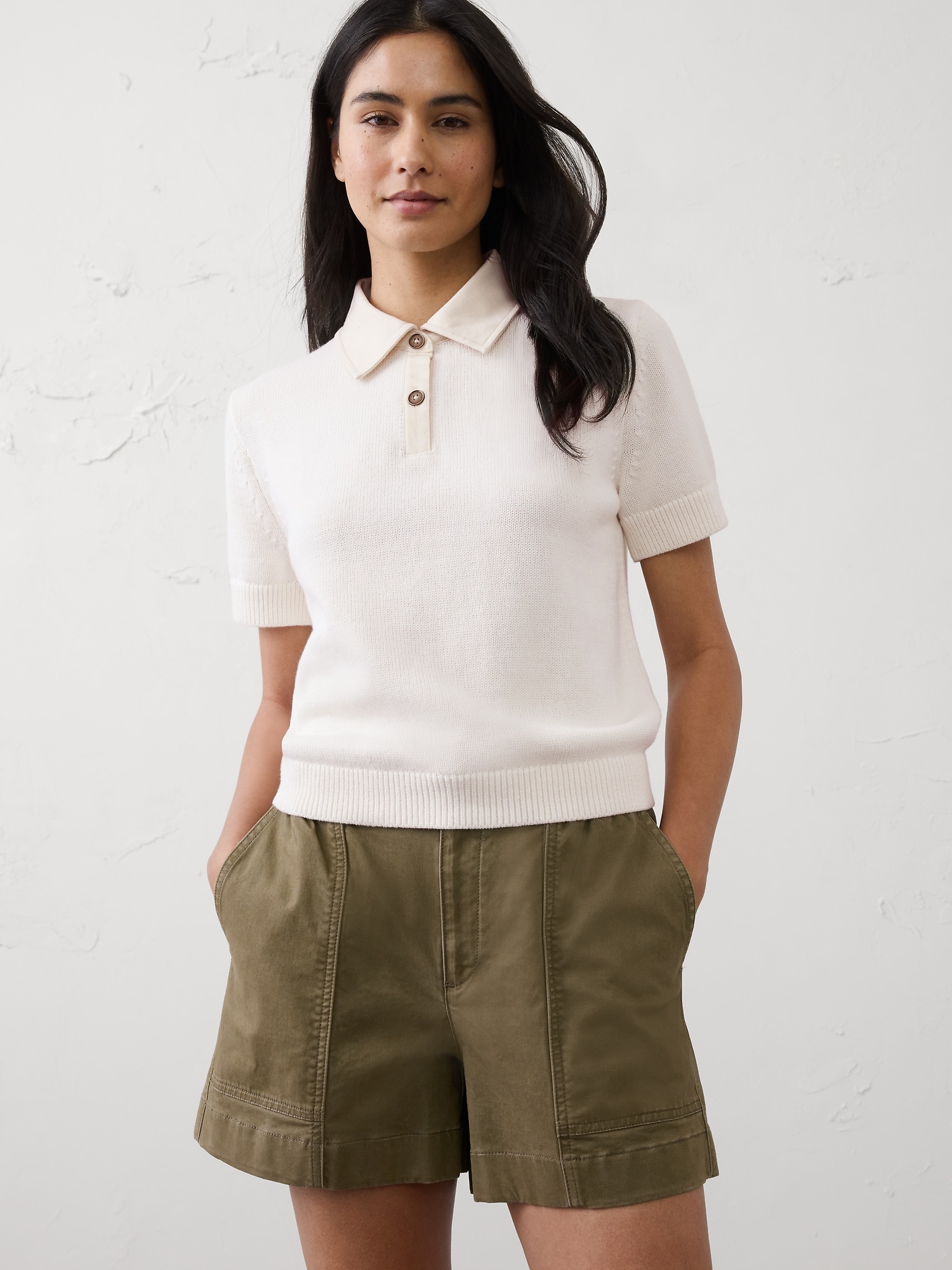 Denim Collar Sweater Polo