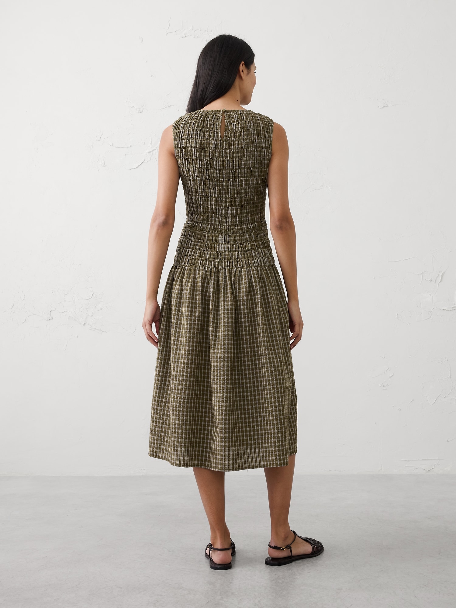 Image number 2 showing, Seersucker Smocked Midi Dress