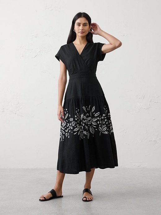 Embroidered Tiered Midi Dress | Banana Republic Factory