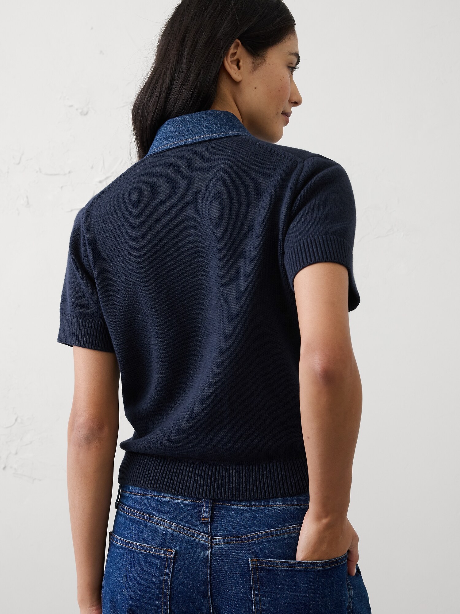 Image number 2 showing, Denim Collar Sweater Polo