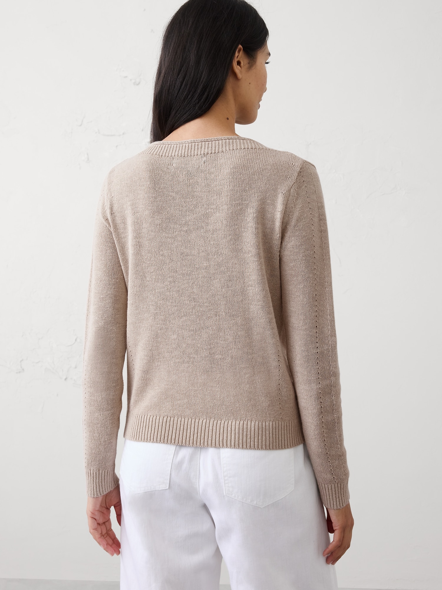 Image number 2 showing, Ramie-Cotton Pointelle Sweater