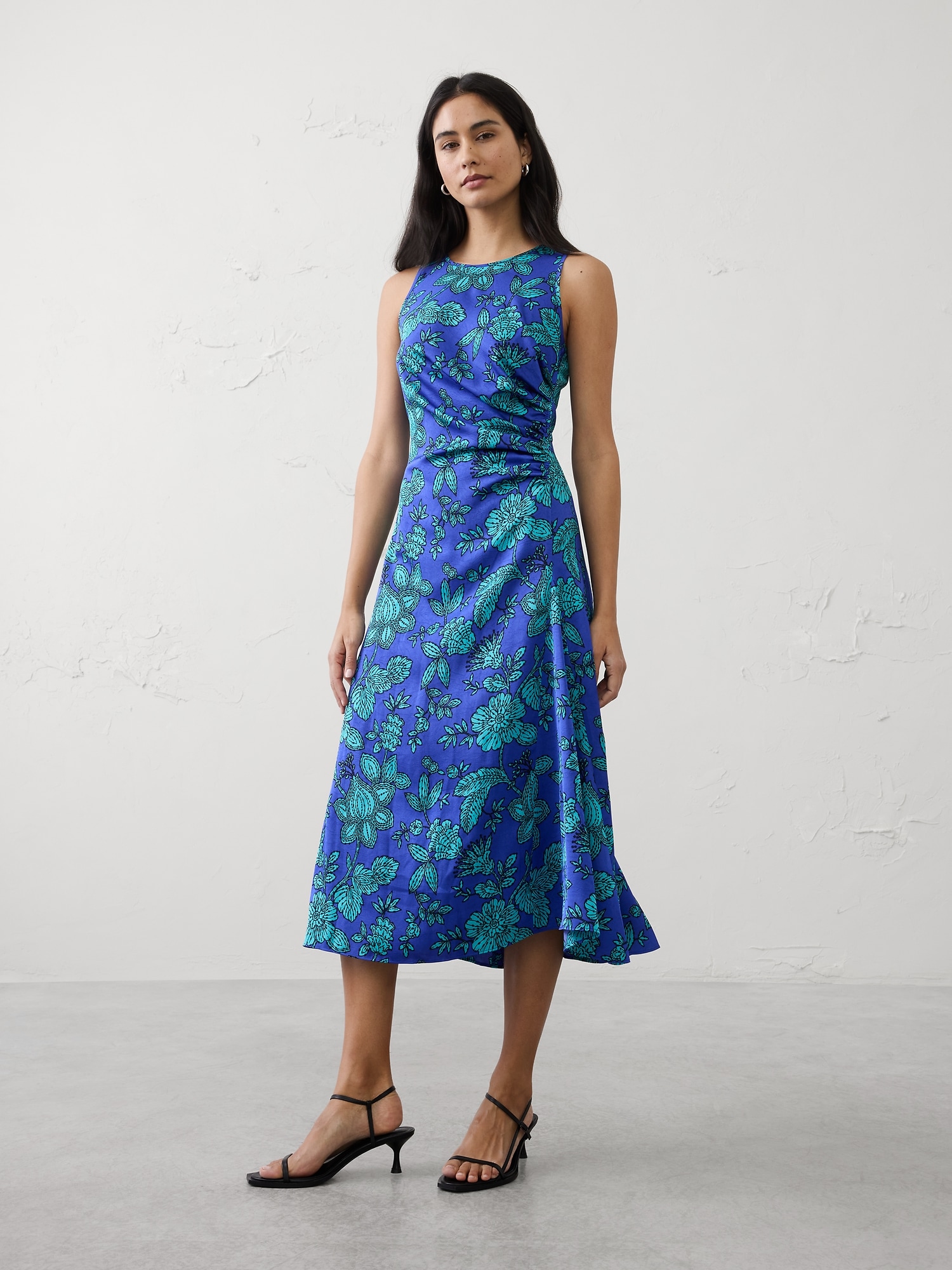 Image number 1 showing, Racer Side-Shirred Midi Dress