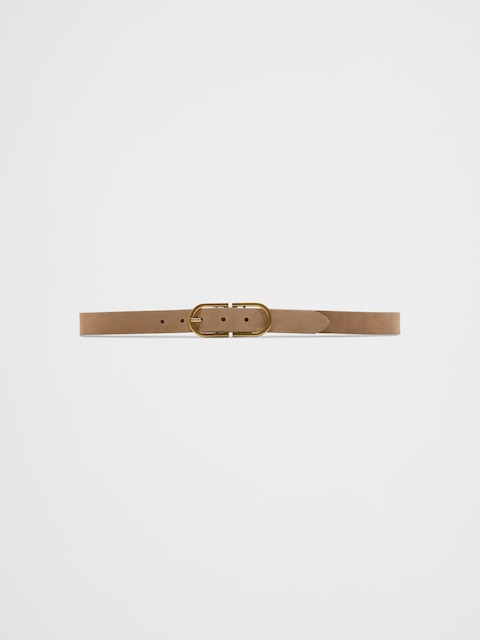 Oval Buckle Leather Belt