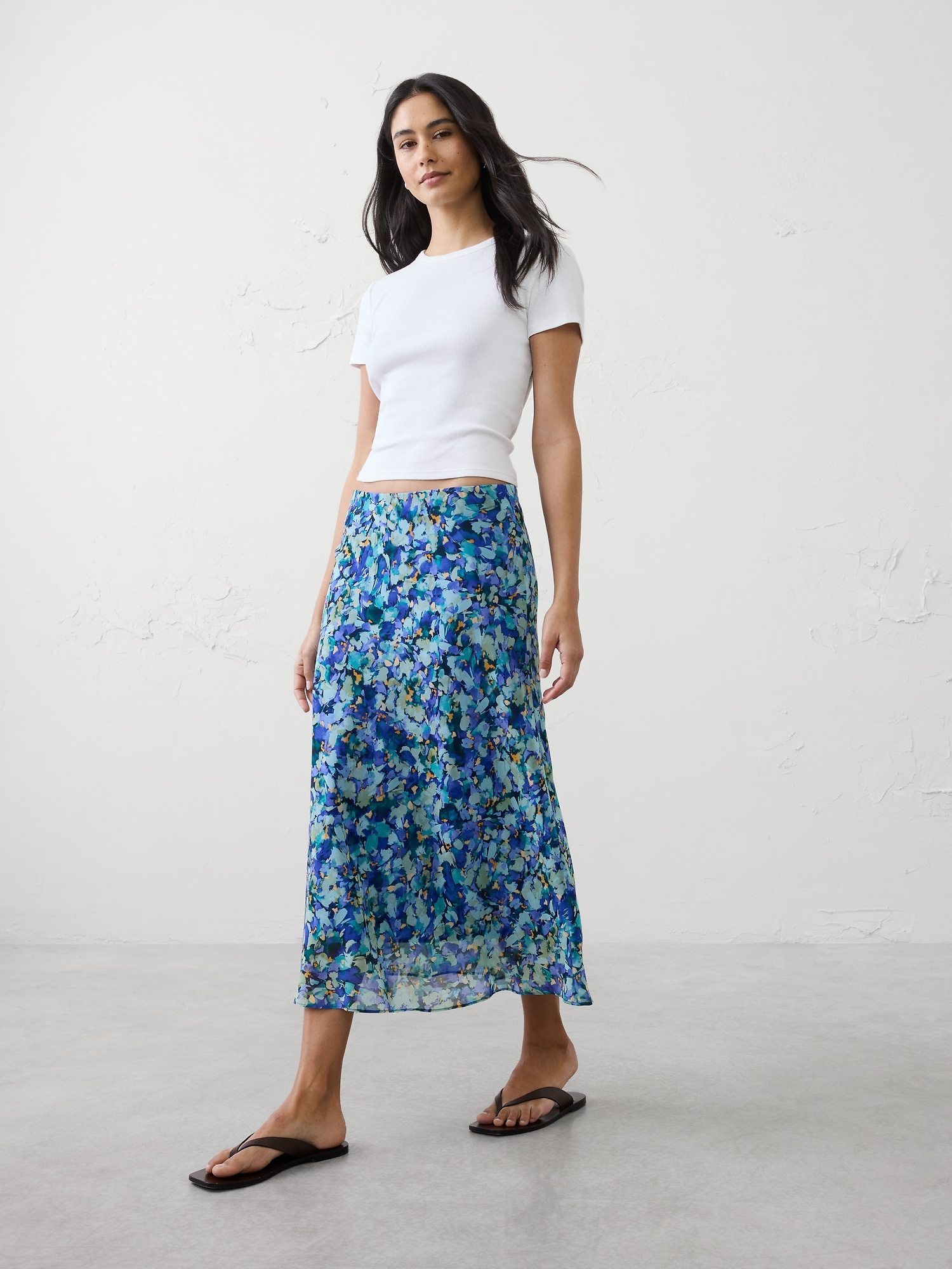 Chiffon Bias Midi Skirt