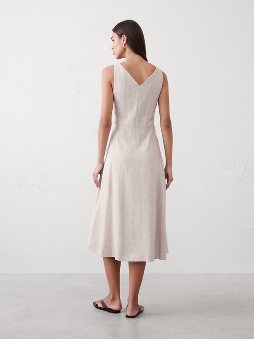 Linen-Blend Drapey Midi Dress | Banana Republic Factory Linen-Blend Drapey Midi Dress | Banana Republic Factory