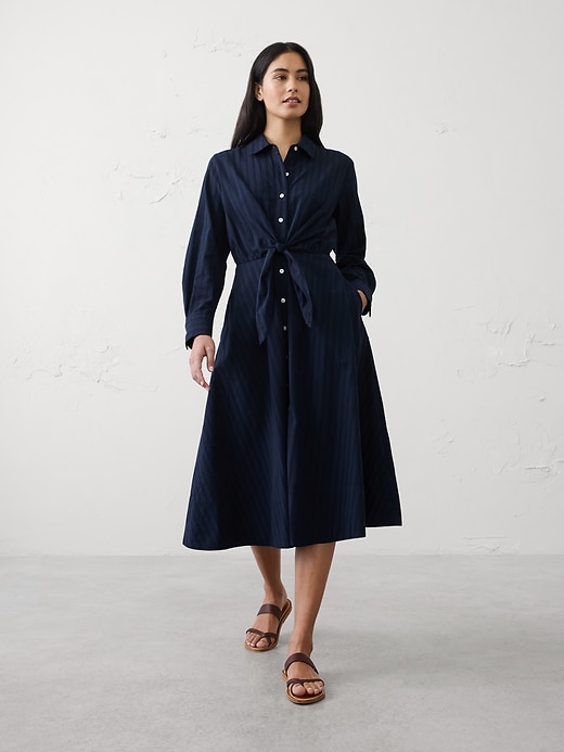 Wrap-Tie Midi Shirtdress