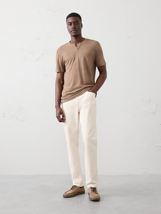 Standard-Fit Linen-Blend Notch T-Shirt | Banana Republic Factory