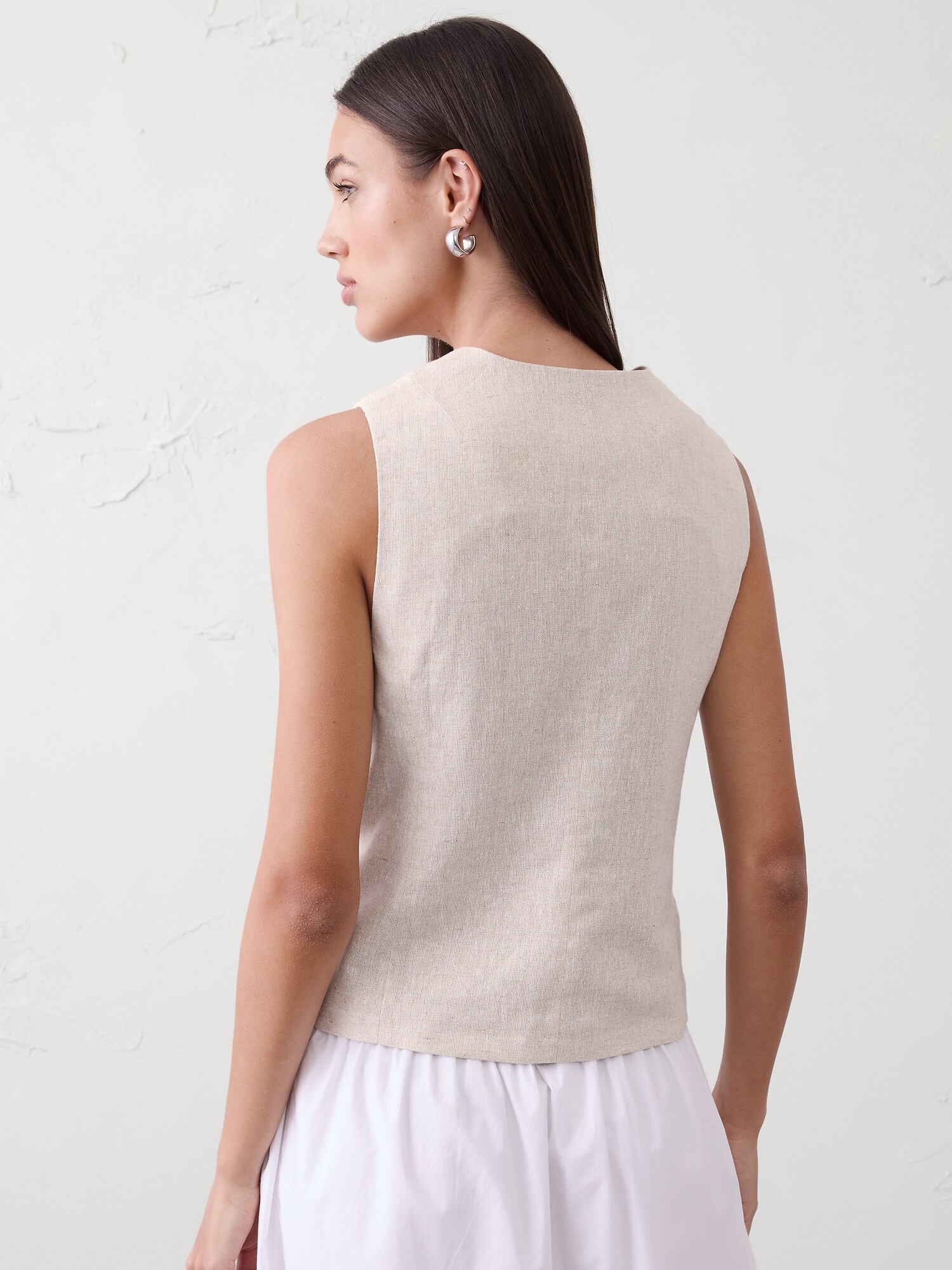 Image number 2 showing, Linen-Blend Tie-Front Vest