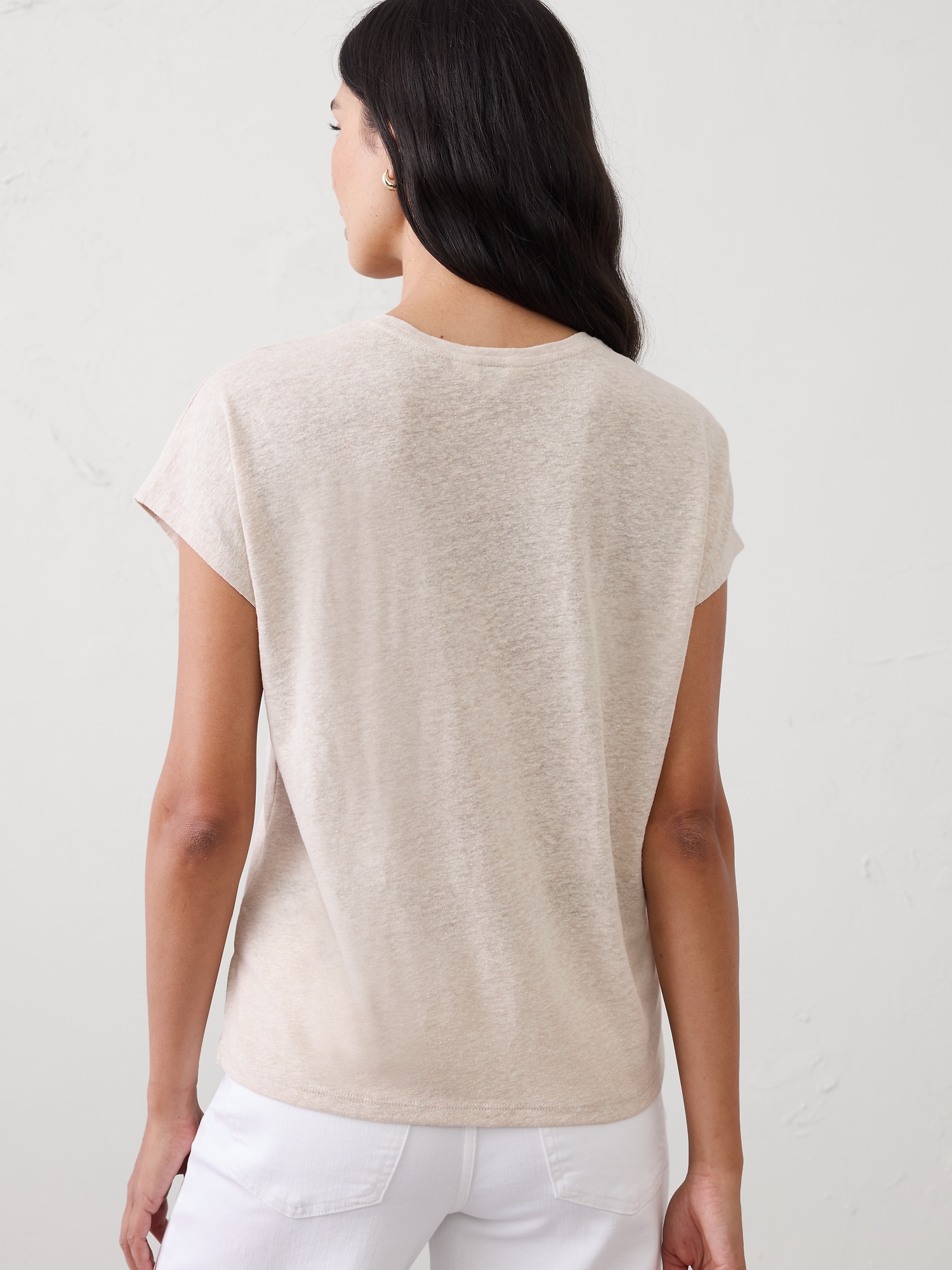 Image number 2 showing, Linen-Blend Cap-Sleeve T-Shirt