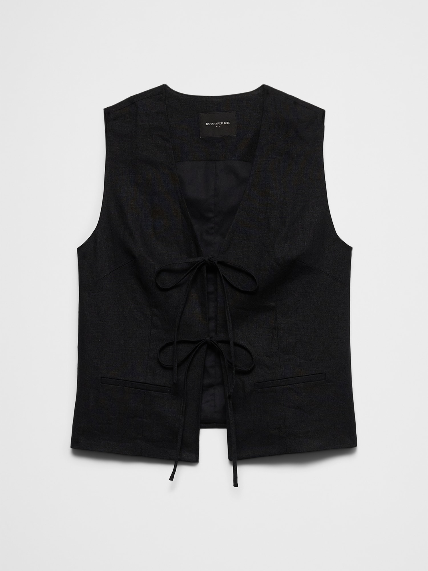 Image number 4 showing, Linen-Blend Tie-Front Vest