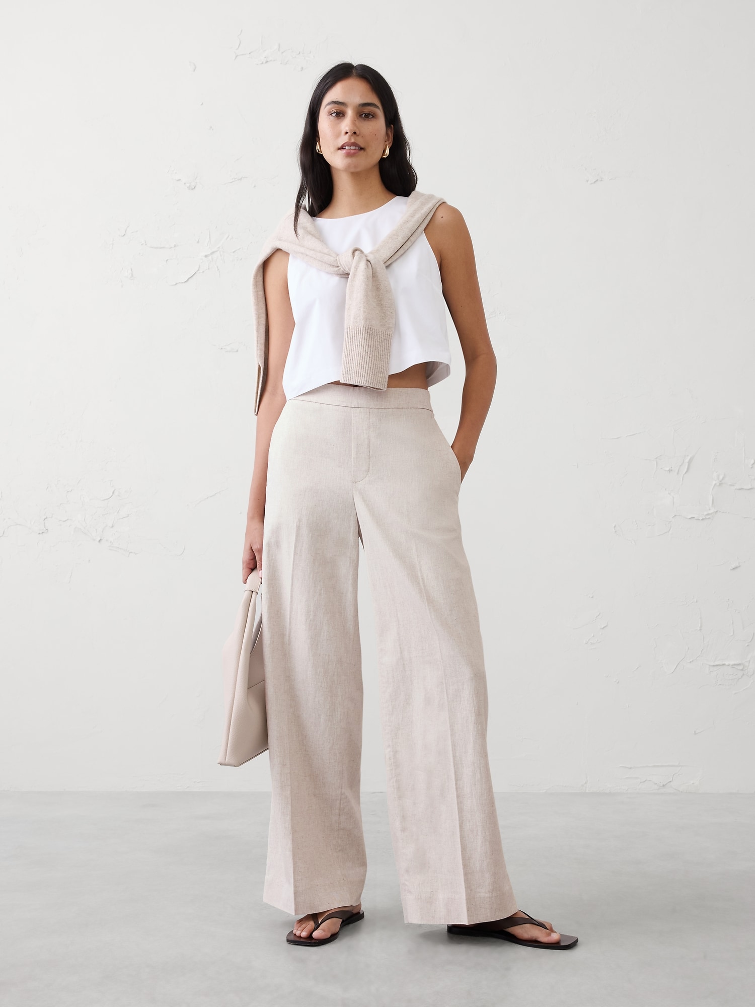High-Rise Linen-Blend Wide-Leg Pant