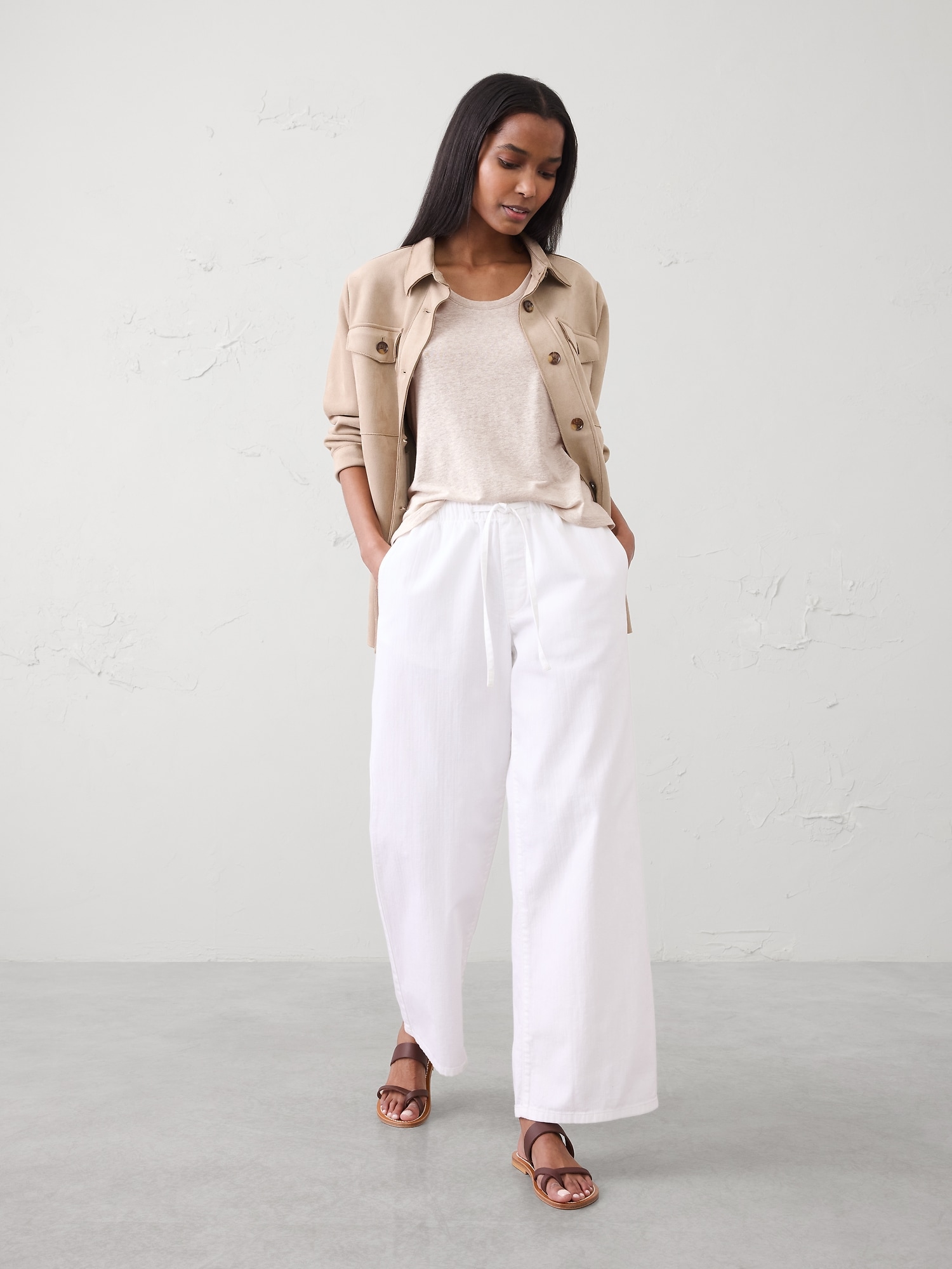 Image number 3 showing, Linen-Blend Scoop-Neck Tank