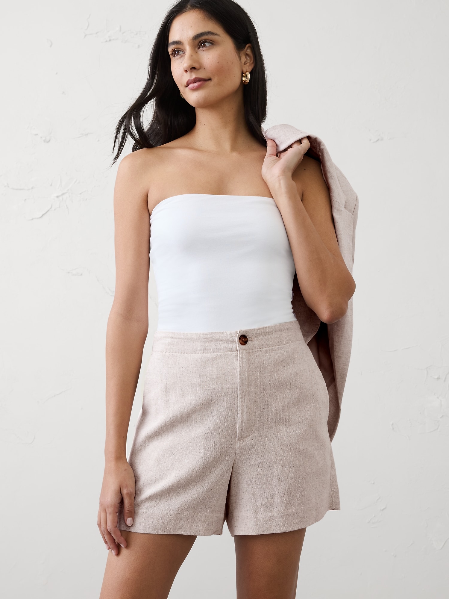 High-Rise Linen-Blend Short