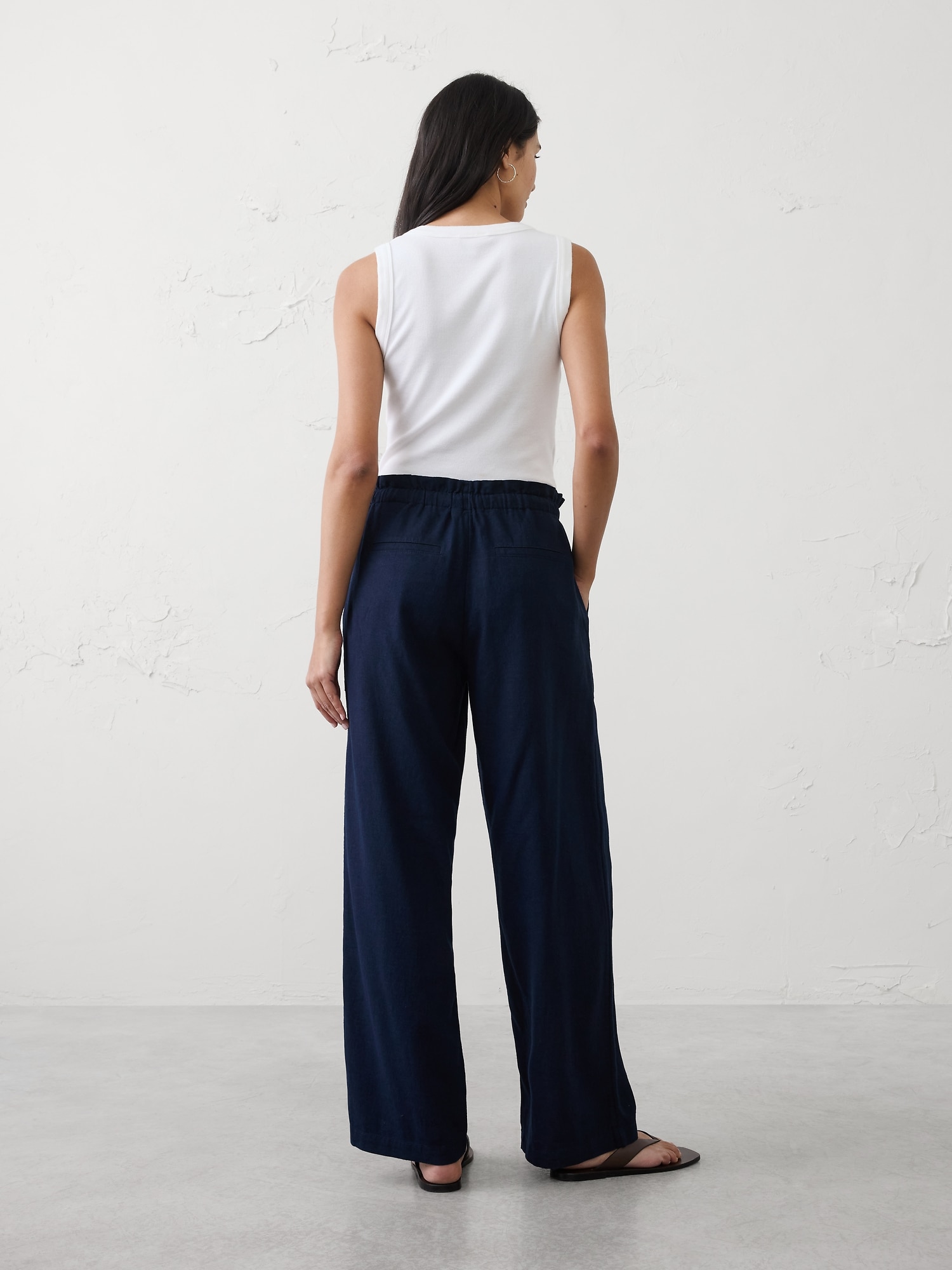 Image number 2 showing, Mid-Rise Straight Linen-Blend Pull-On Pant