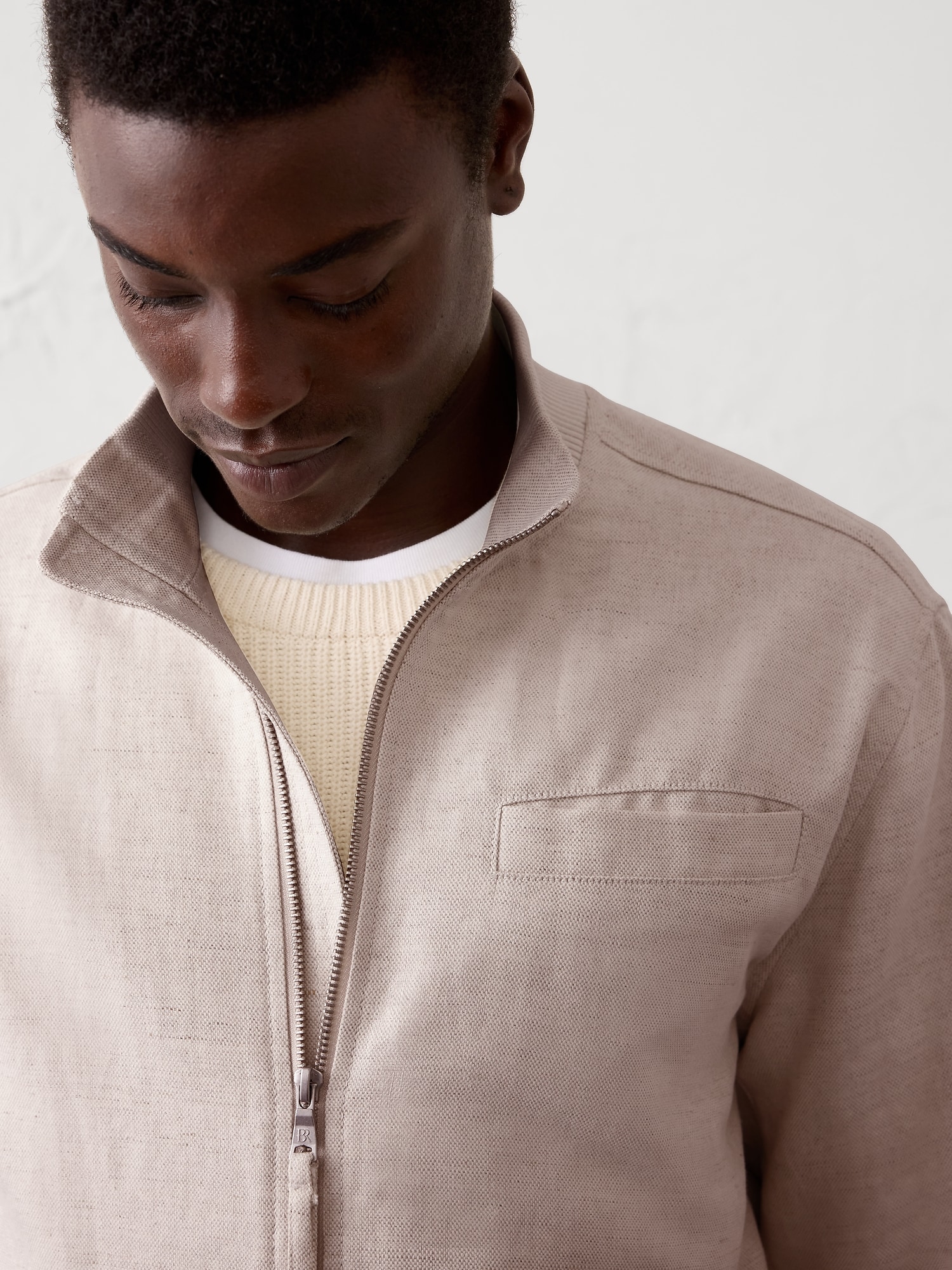 Image number 3 showing, Linen-Blend Bomber