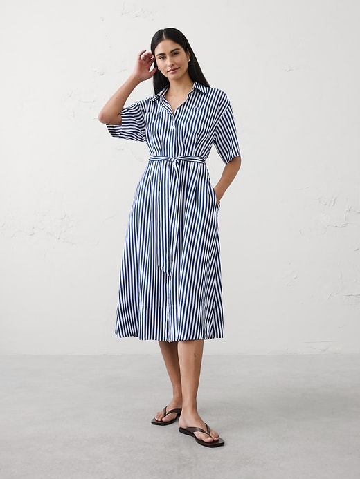 Pleated Midi Shirtdress