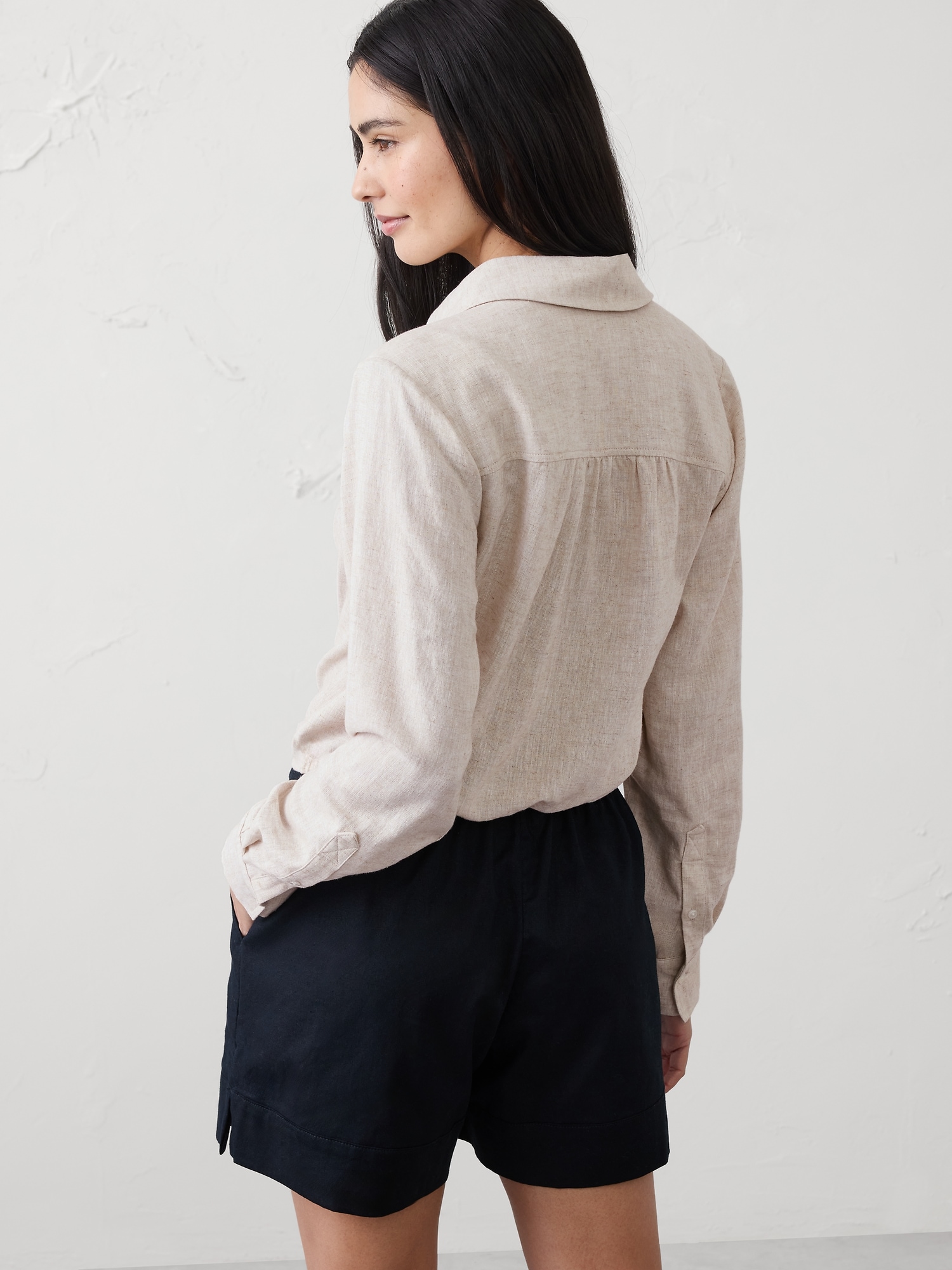 Image number 2 showing, Linen-Blend Surplice Short Top