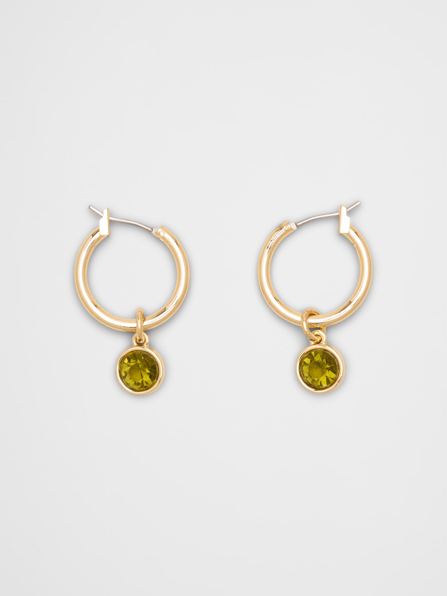 Gemstone Drop Hoop Earrings