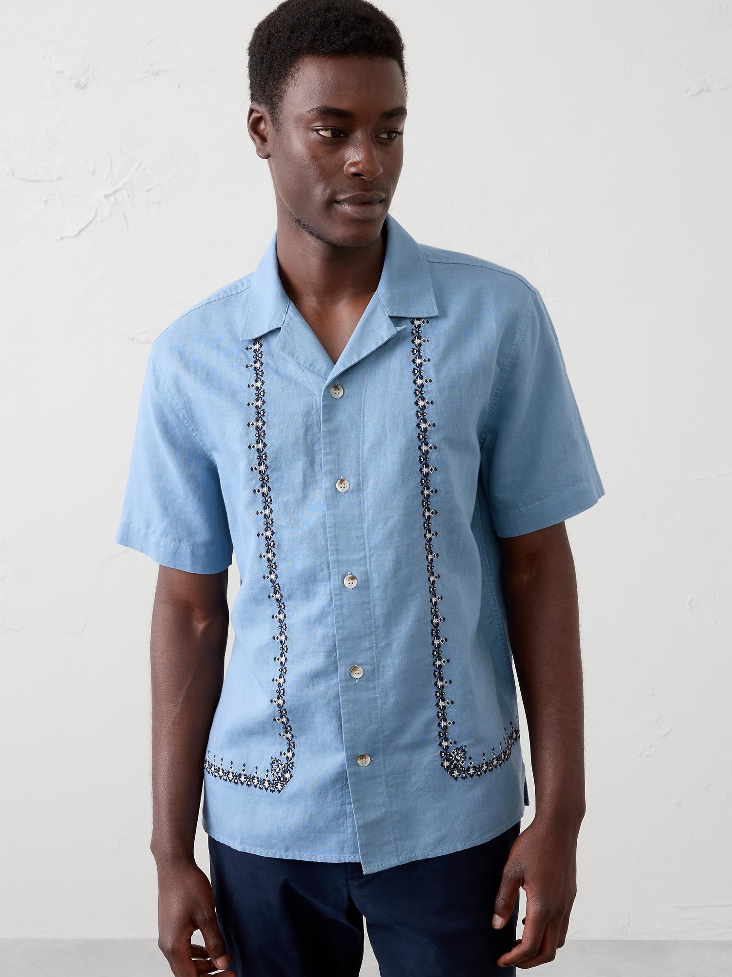 Standard-Fit Embroidered Resort Shirt