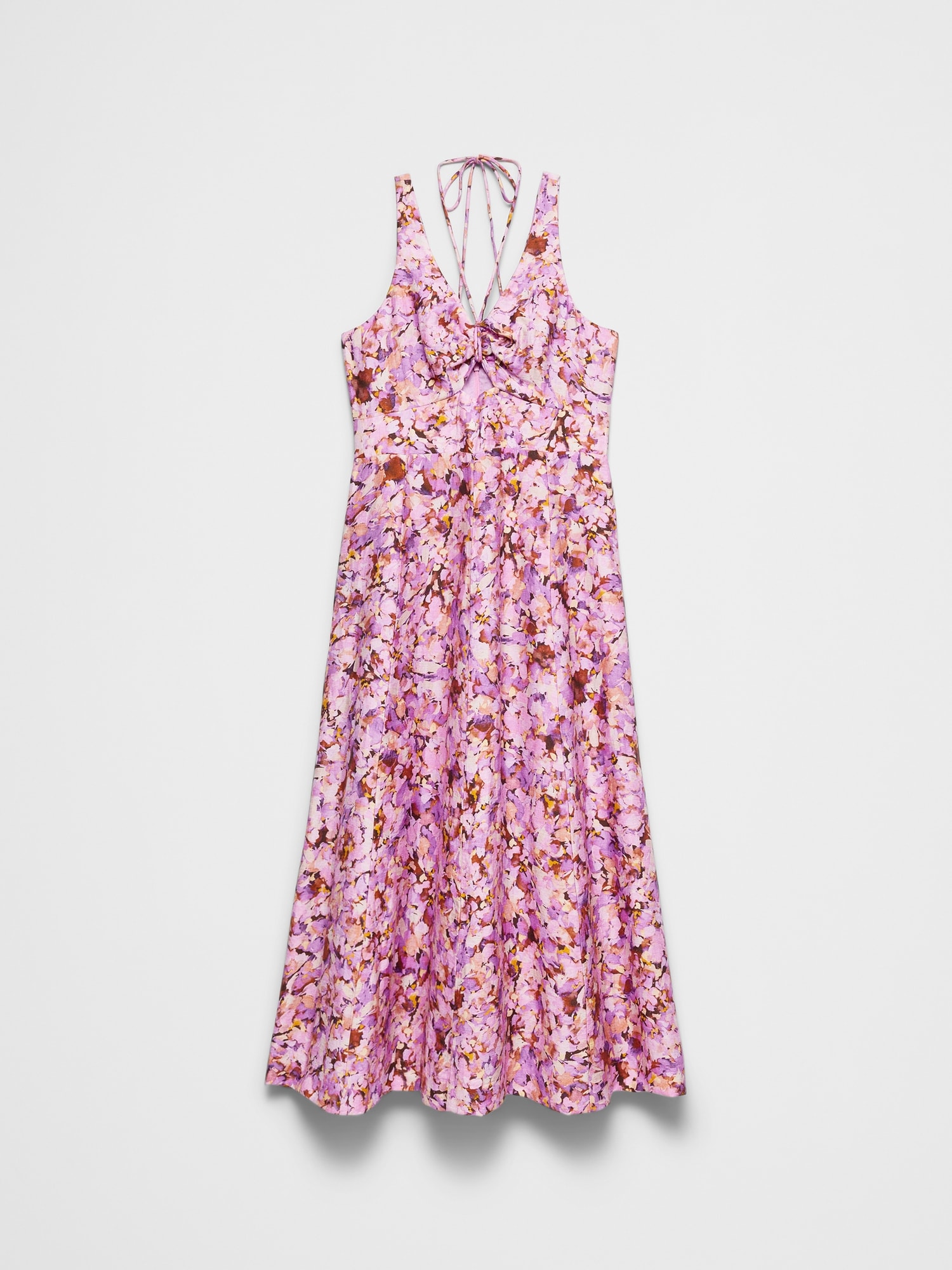 Image number 4 showing, Linen-Blend Cutout Tie-Front Midi Dress