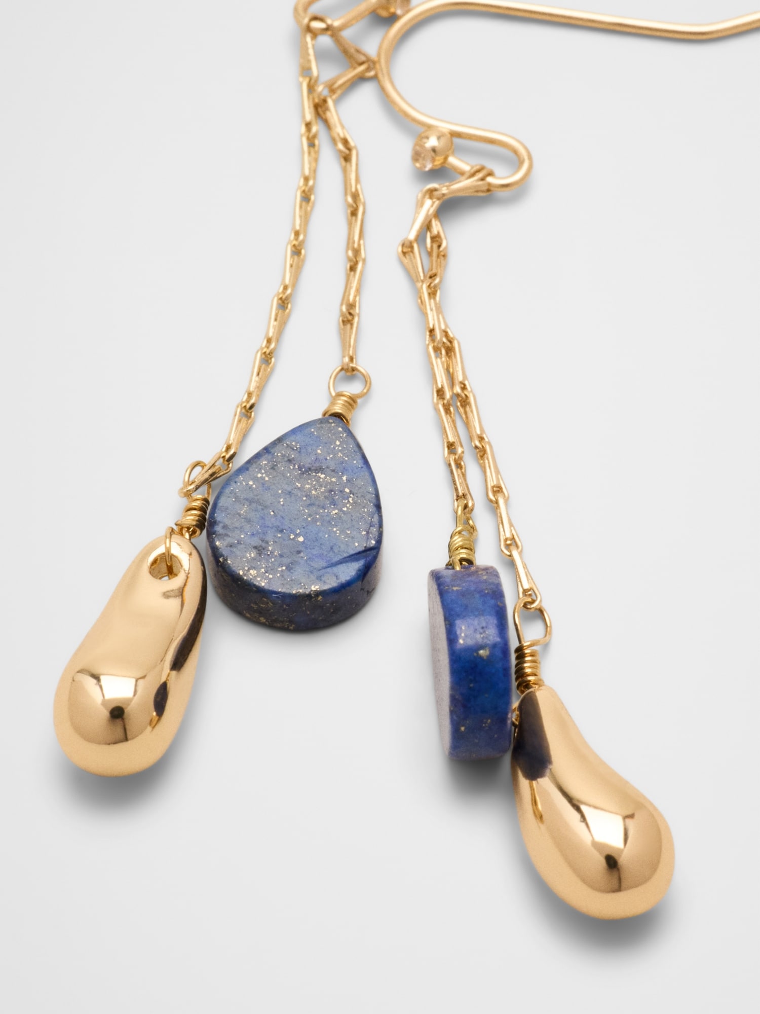 Image number 2 showing, Layered Lapis Bean Delicate Drop Earrings