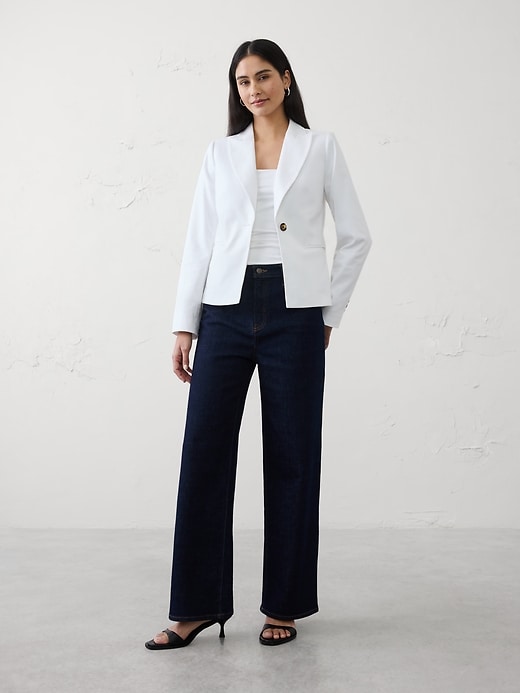 Linen-Blend Tailored Blazer