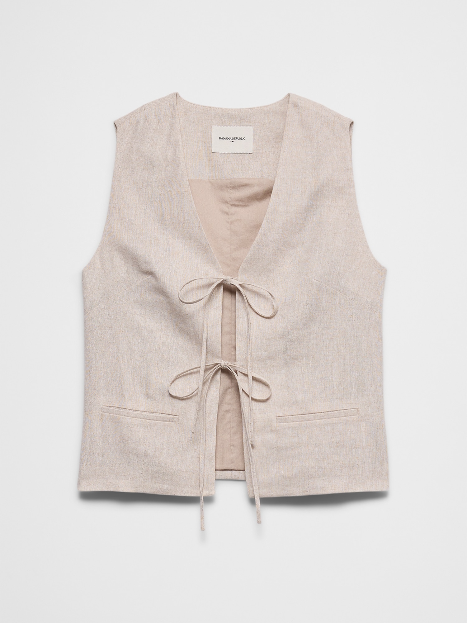 Image number 4 showing, Linen-Blend Tie-Front Vest