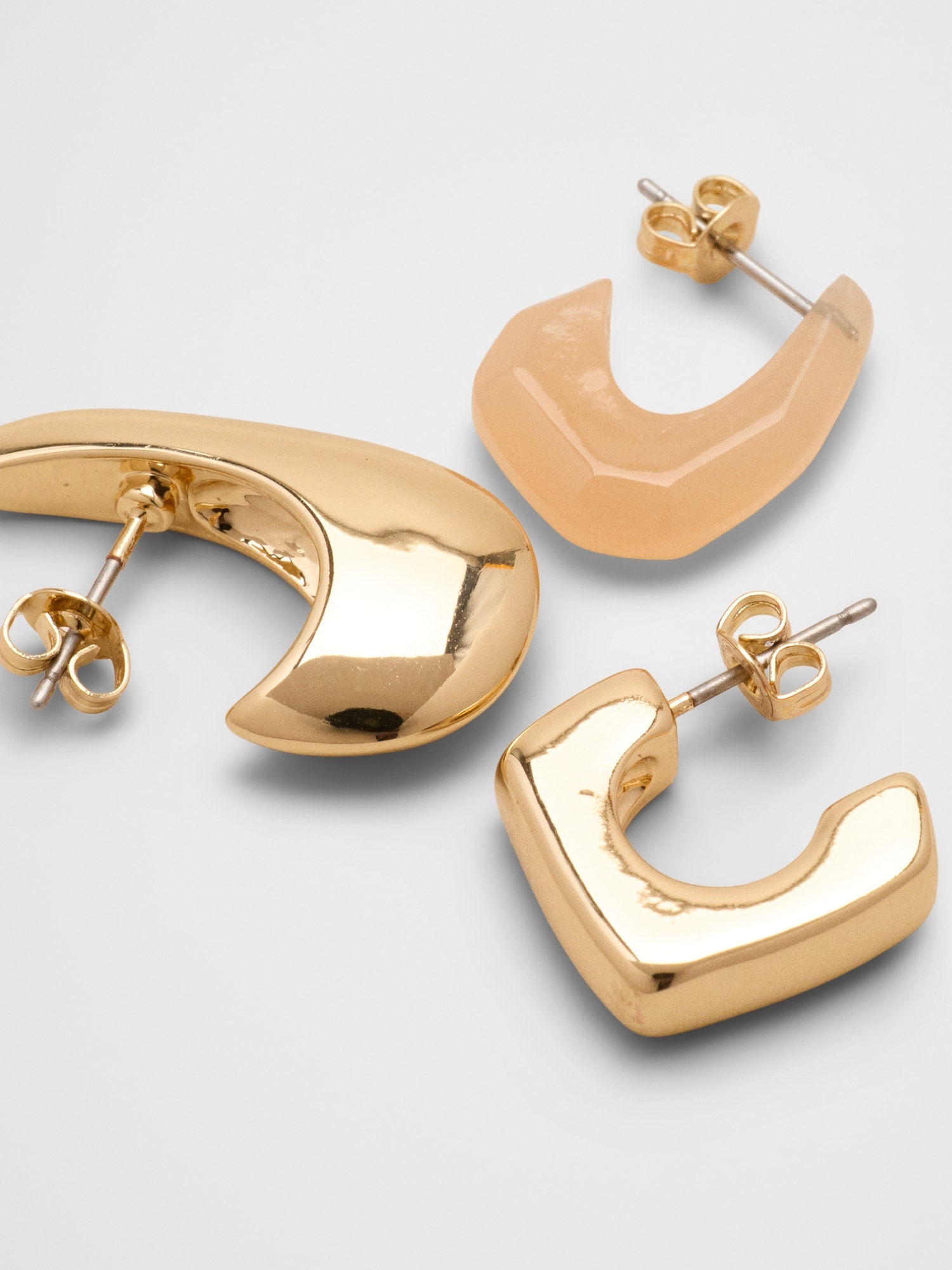 Image number 2 showing, Resin Metal Hoop Earrings (3 Pack)