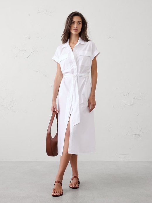 Poplin Utility Midi Shirtdress