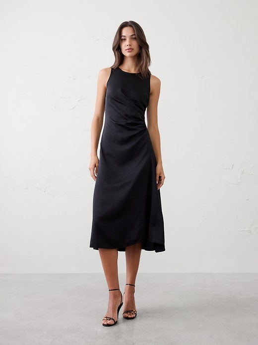 soft satin midi dress banana republic Banana Republic Soft Satin Midi Dress, Blue Raven SIZE 0P 0 P #759070 W0728