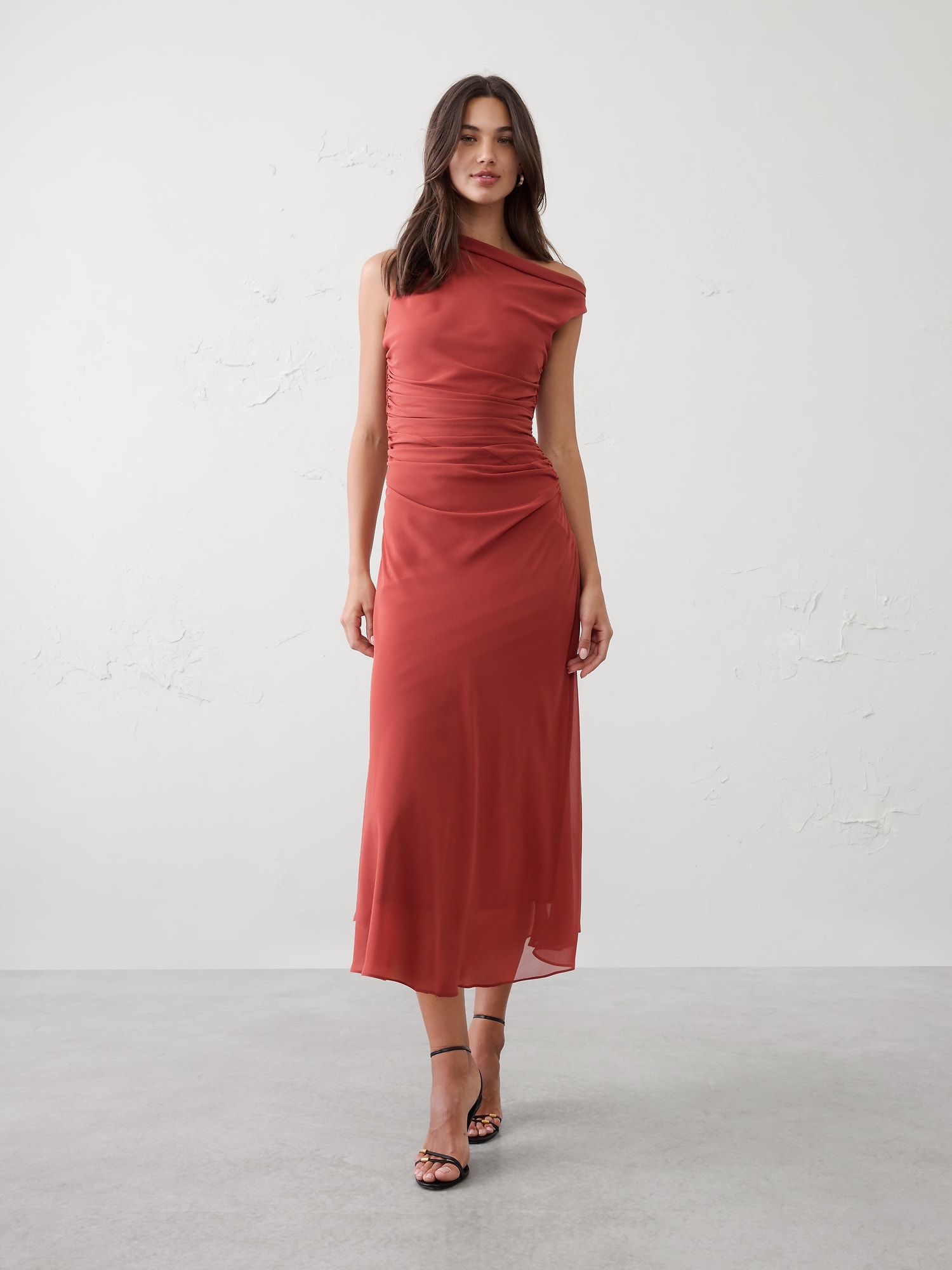 Image number 1 showing, Asymmetrical Side-Ruched Midi Dress