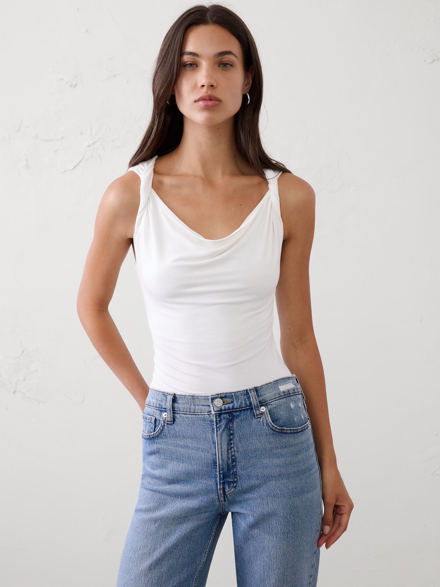 Jersey Twist-Shoulder Top