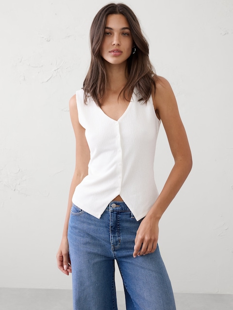 Jacquard Crinkled Vest Top