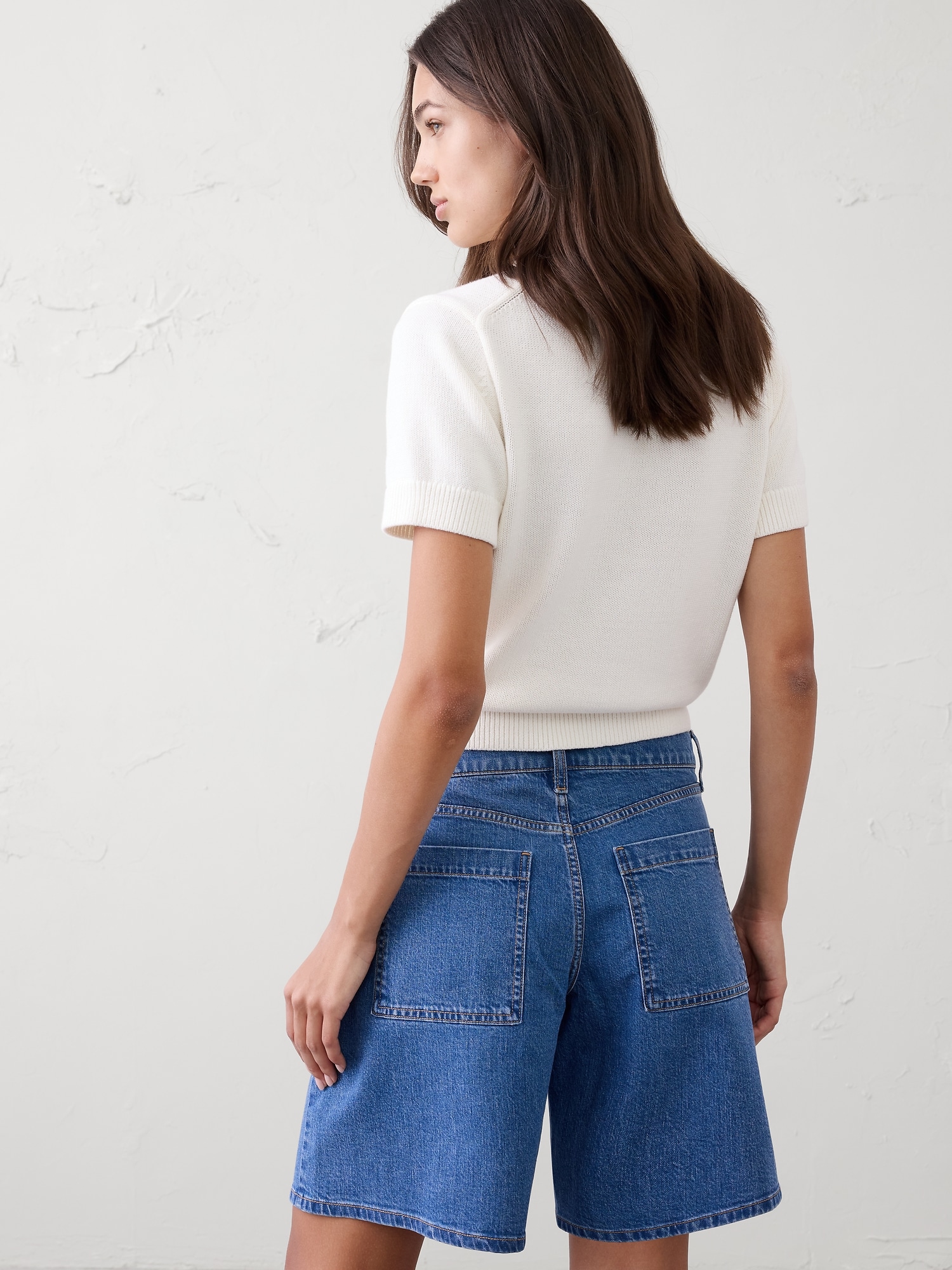 Image number 2 showing, Mid-Rise Denim Bermuda Short